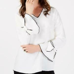 ALFANI Bow-Sleeve Blouse, Size Large